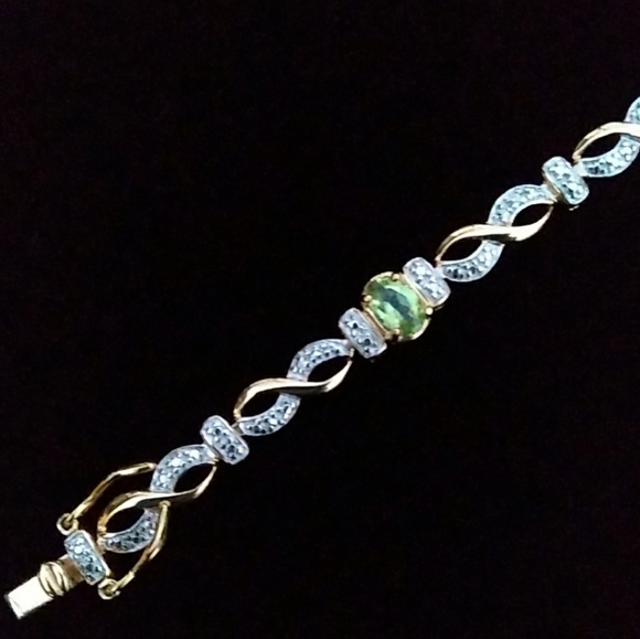 VTG Ross-Simons 14K/925 Natural Peridot + Diamond - Picture 3 of 8